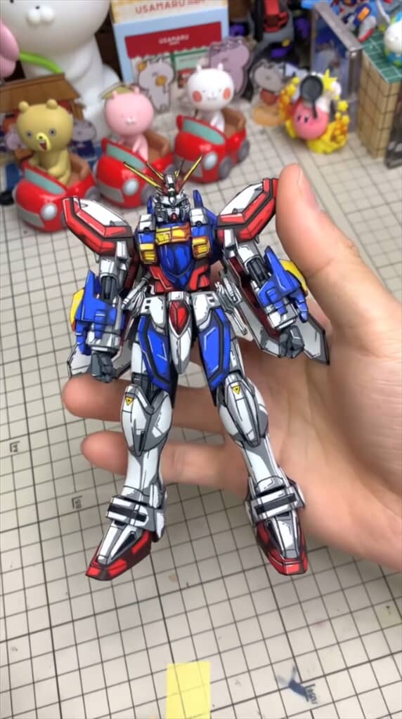 「機動武闘伝Gガンダム」ゴッドガンダムのガンプラをアニメ風に塗装したビフォーアフター