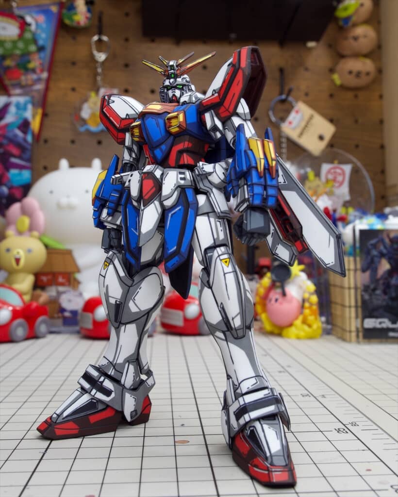 「機動武闘伝Gガンダム」ゴッドガンダムのガンプラをアニメ風に塗装したビフォーアフター
