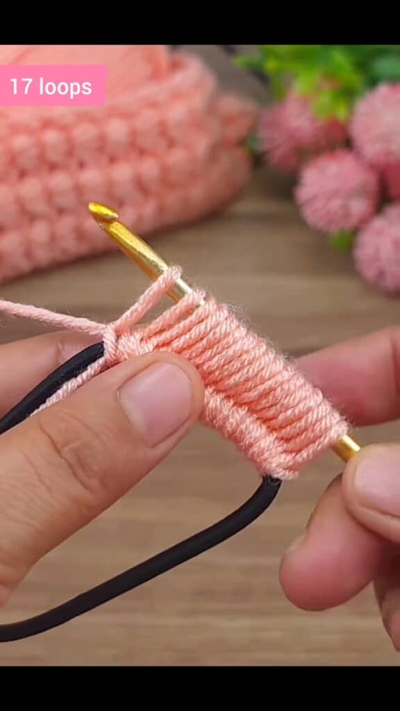 17目細編みしたところ