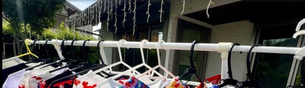 たくさん並んだ洗濯物