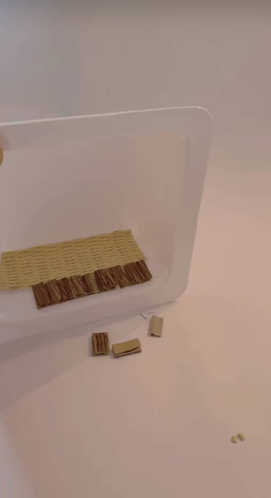 畳と縁側部分を設置した箱型ジオラマの途中工程。