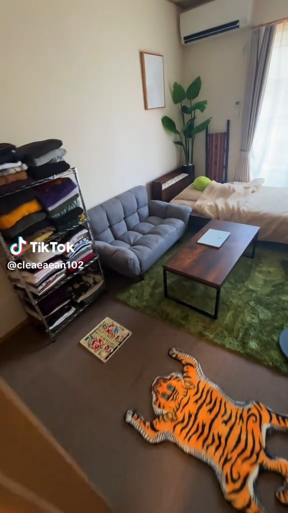 虎の敷物がお出迎え