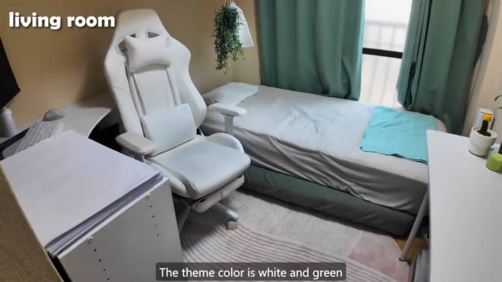 白と緑を基調とした空間づくりを意識しています