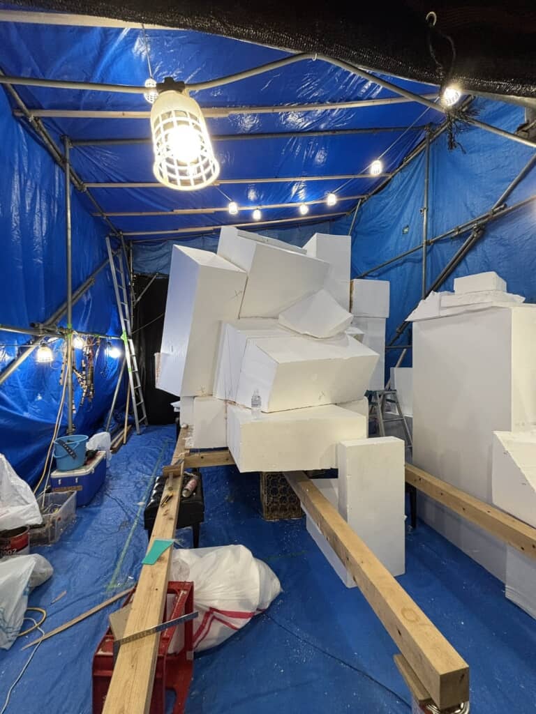 発泡スチロールを組み合わせた初期の状態