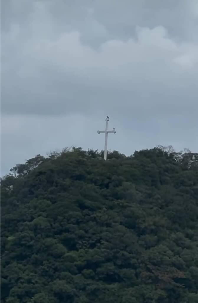 少し斜めに突き立っている