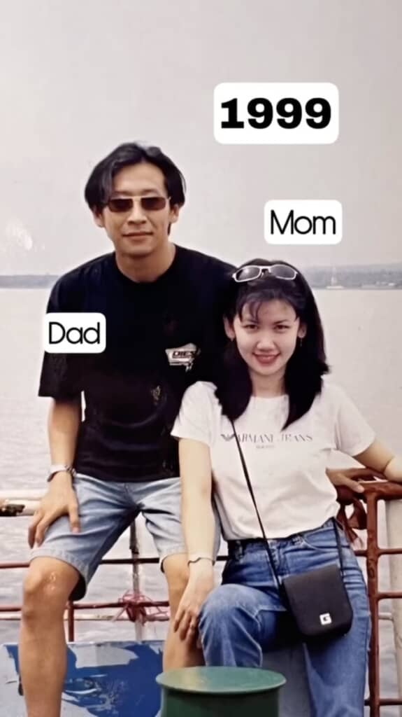 1996年に撮影された両親の写真（画像はSan San ZhengさんのTikTok／@sansanzheng0より引用）