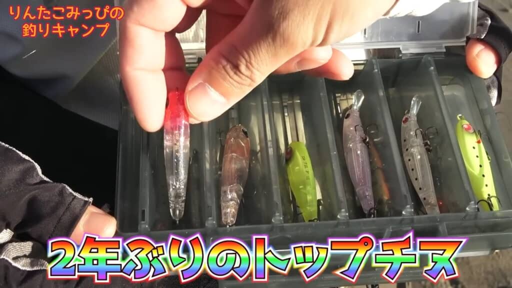 トップウォータールアーをたくさん用意し、狙うのはチヌ