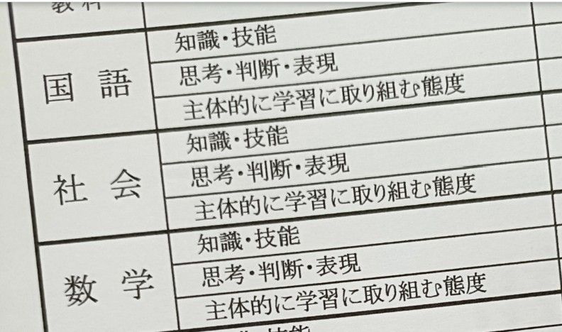 中学生の通知表