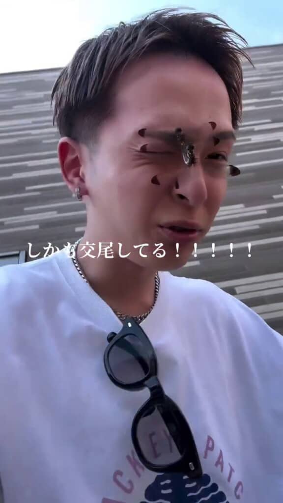 頭を左右に振るもトンボたちは離れない