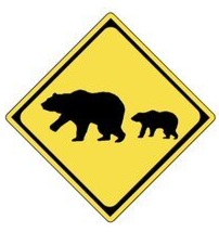 クマの親子の標識の高解像度画像