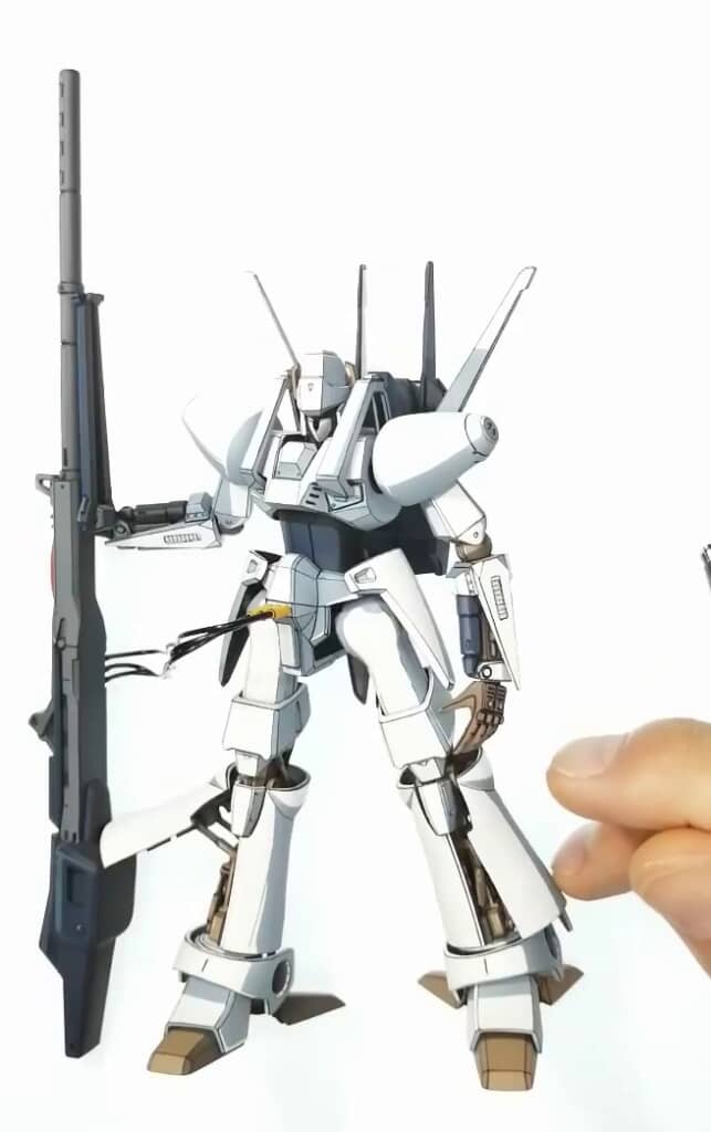 アニメ塗りされたエルガイムのパーツを一部動かす