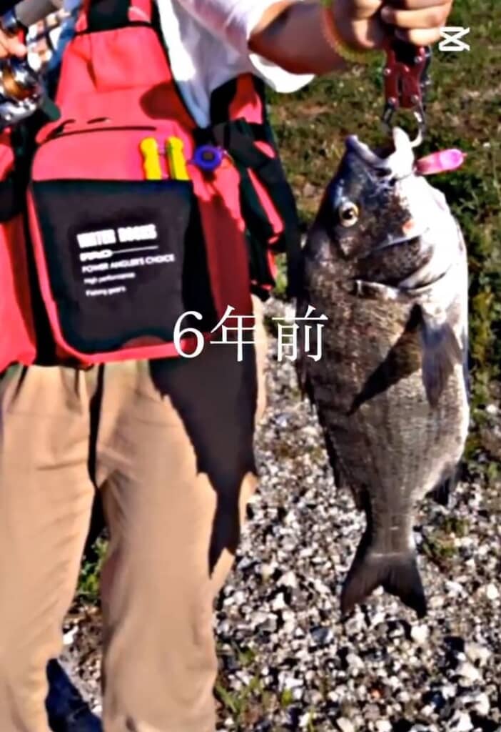 手には立派なクロダイ！