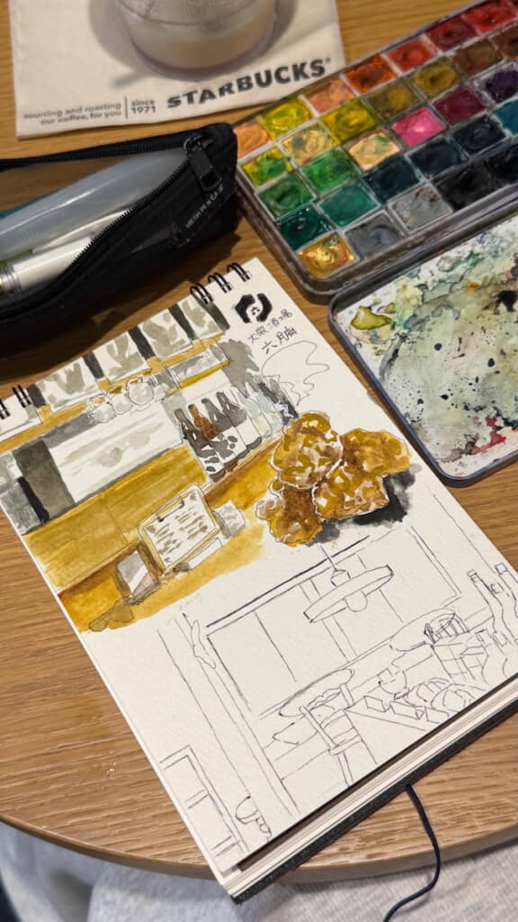 スターバックスでもスケッチ