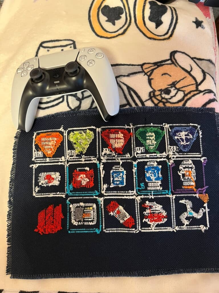 裏面から見た刺しゅう