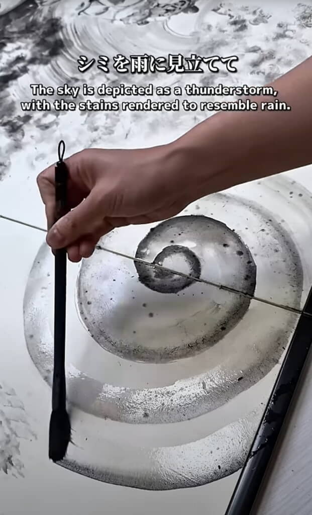 雨に見立てて……