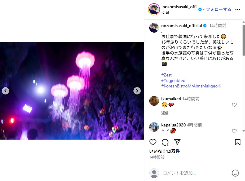 佐々木希の子どもが撮影したセンスある写真