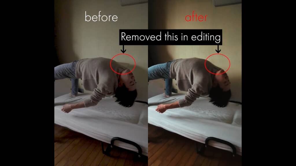 机の足や、はみ出た天板を編集で消去している