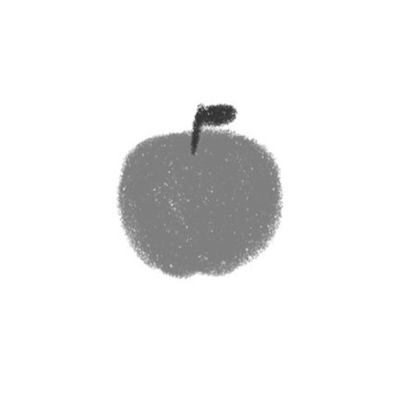 グレースケールで描かれたリンゴ