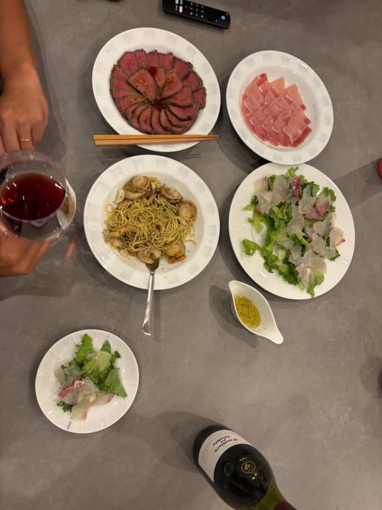 夫が楽しんでいたご馳走＆赤ワイン