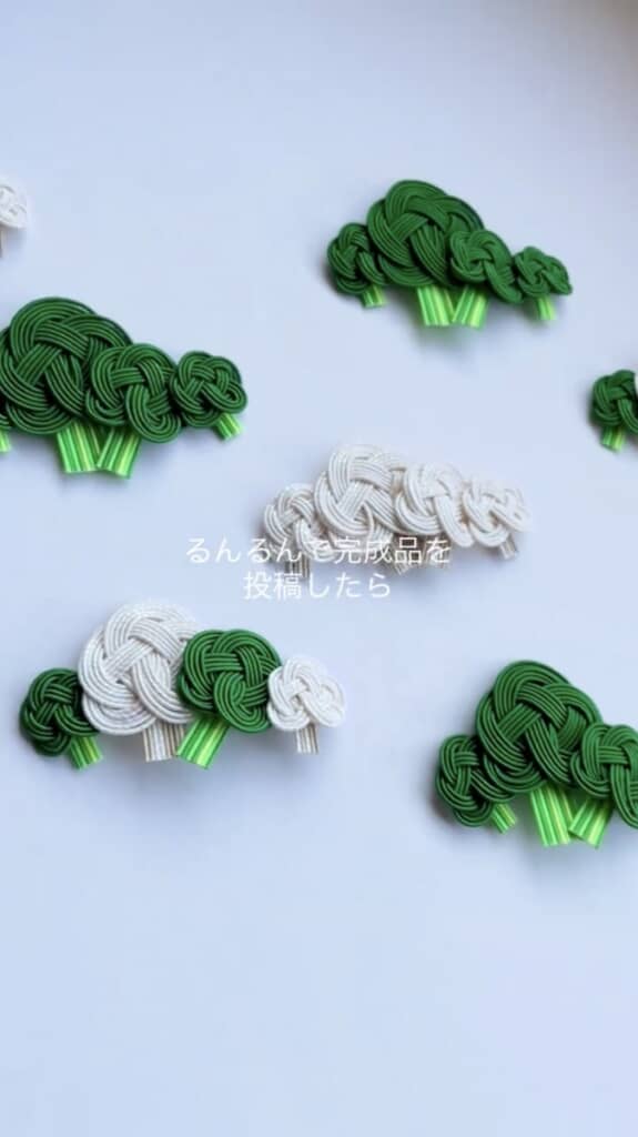 ほほえみずさんが以前水引で作ったブロッコリーとカリフラワー