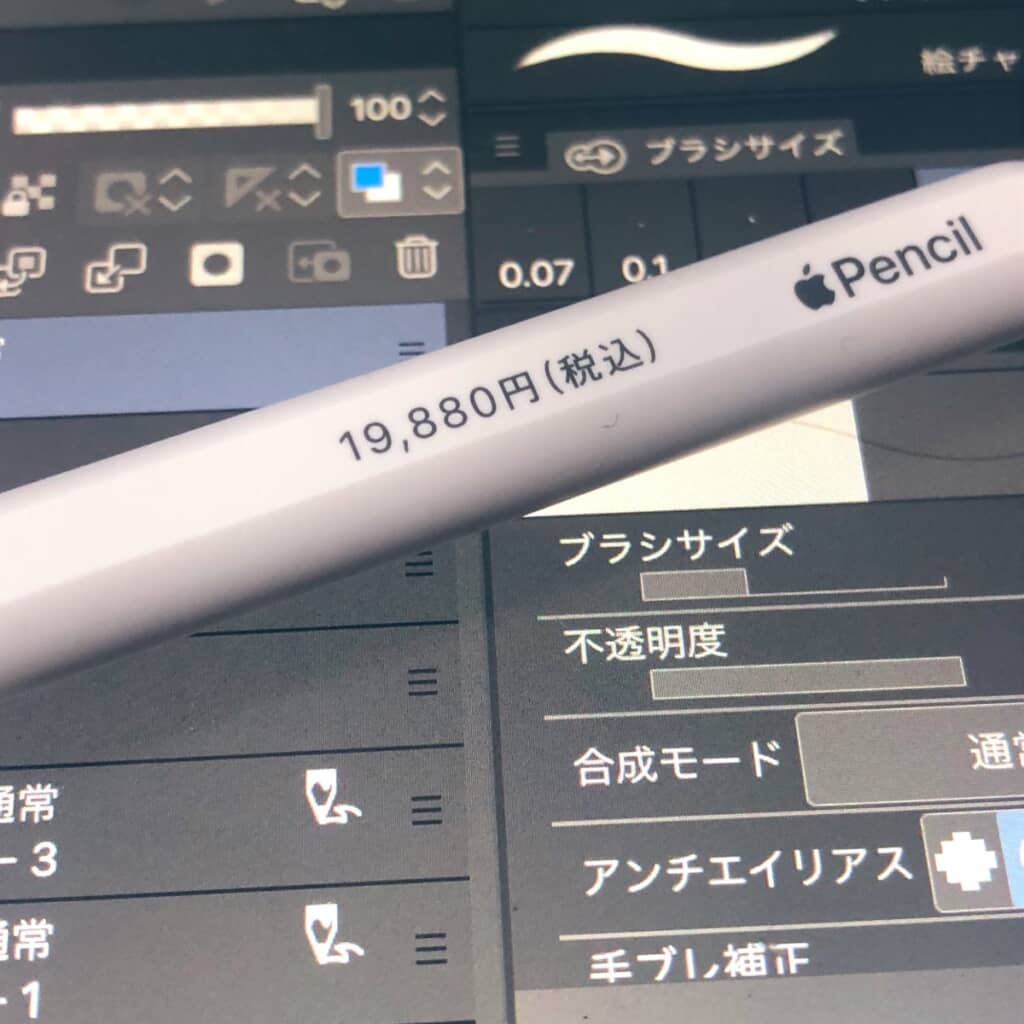 購入時の金額が刻んであるApple Pencil
