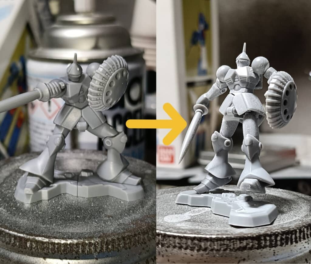 改造して武器を構えている姿から仁王立ちへとギャンのポーズを変える