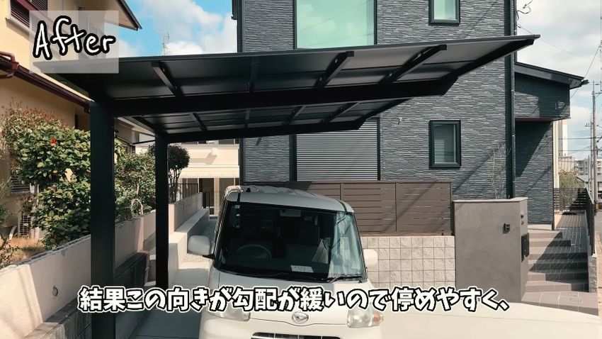 家に背を向ける形で停まっている車