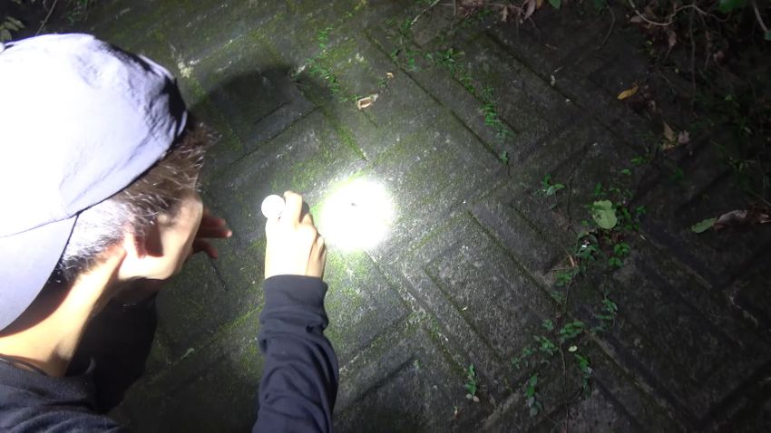 水抜き穴を照らす