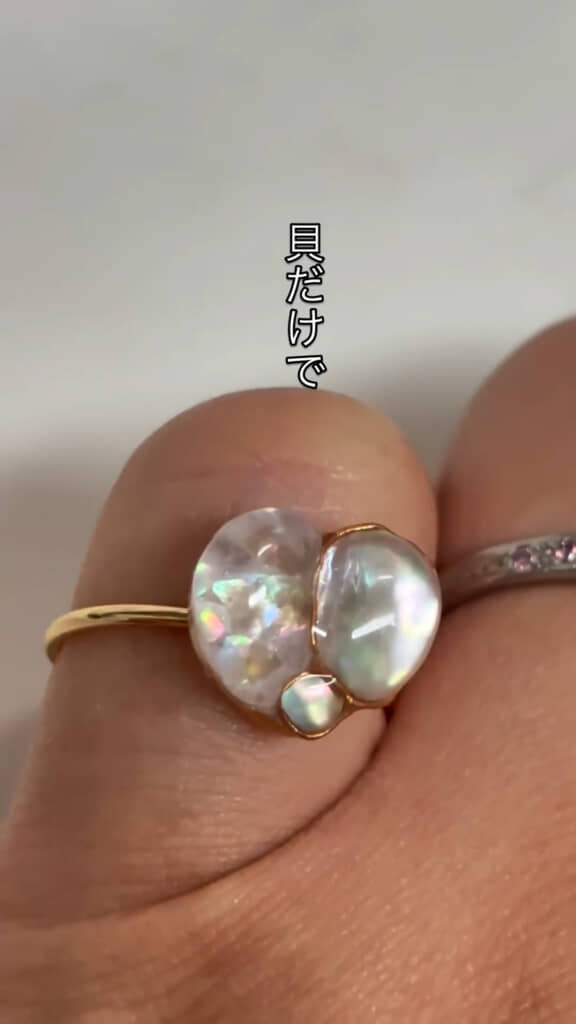 貝継ぎアートのリング