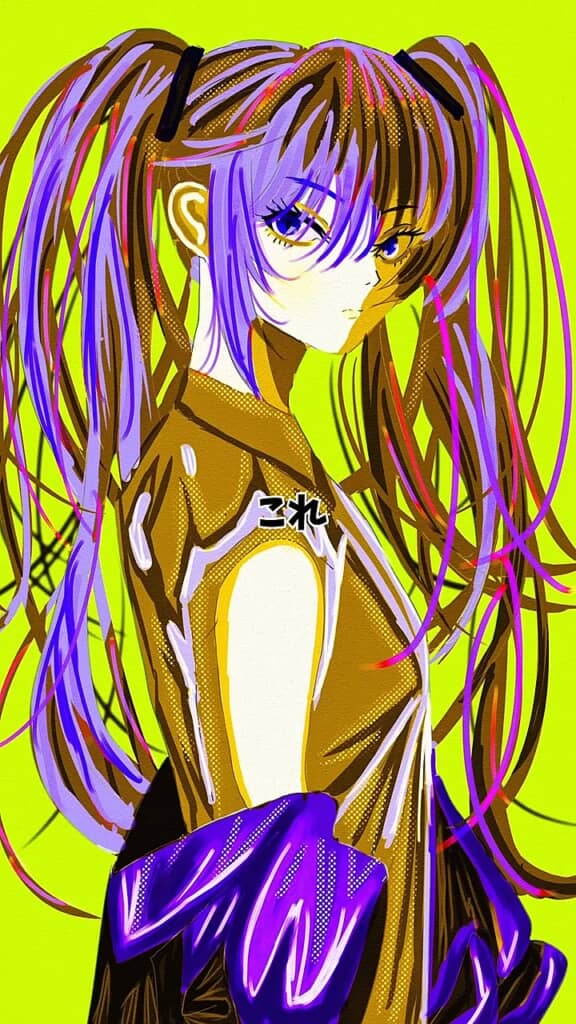 900日目に描いた初音ミク。独特の色彩が目を引く