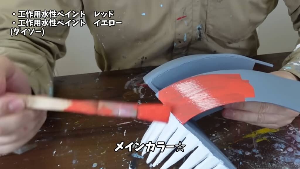 塗装は主に水性塗料の筆塗り