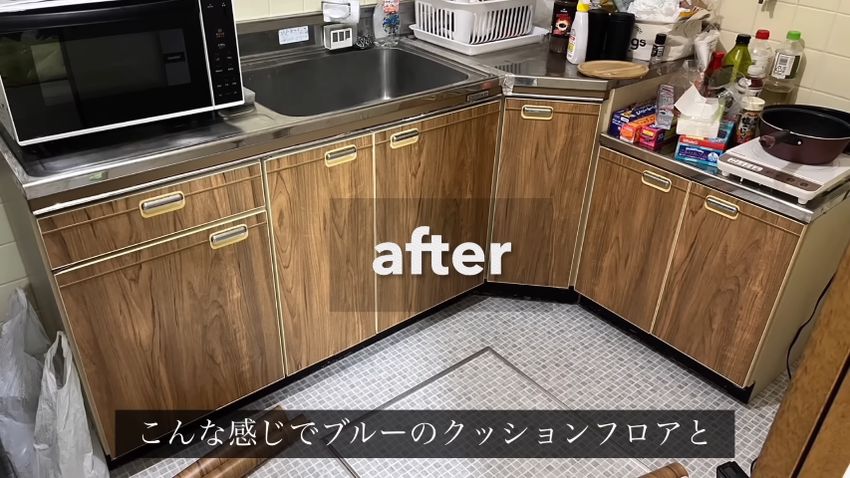リメイクシートやクッションフロアを貼って雰囲気が変わったキッチン