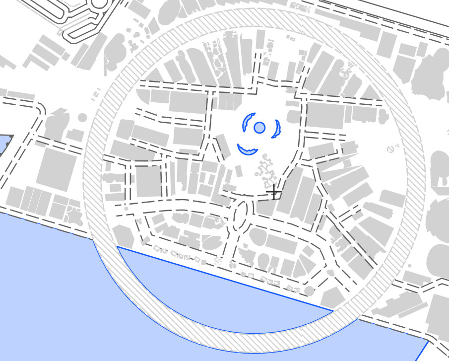 大屋根リングをはじめ、会場を精密に描画