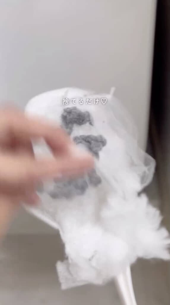 （2/7）ハンディモップに排水口ネットを付けてホコリがついたら捨てるだけ