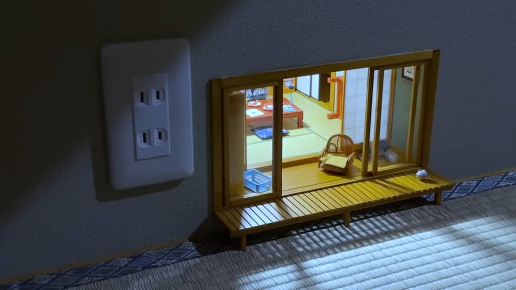 壁の中に完成した「こびとの縁側」