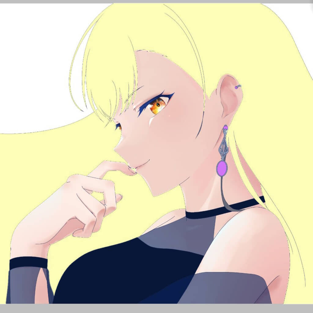 元の髪色を金髪に寄せると……