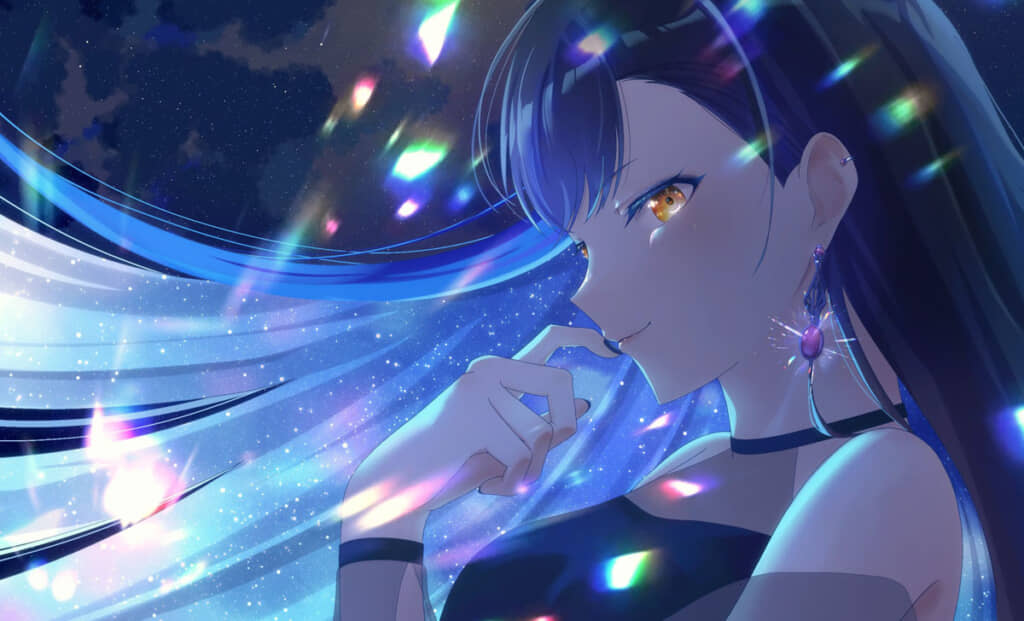 最終的に、白石杏はキラキラのインナーカラーに仕上げられています