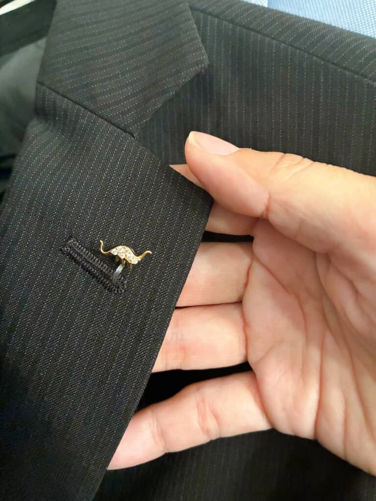 ボタン穴に差し込んだらワンポイントに！