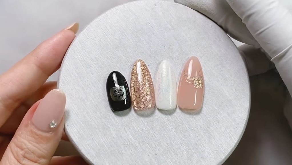 4種類の立体スタンプネイルが完成！