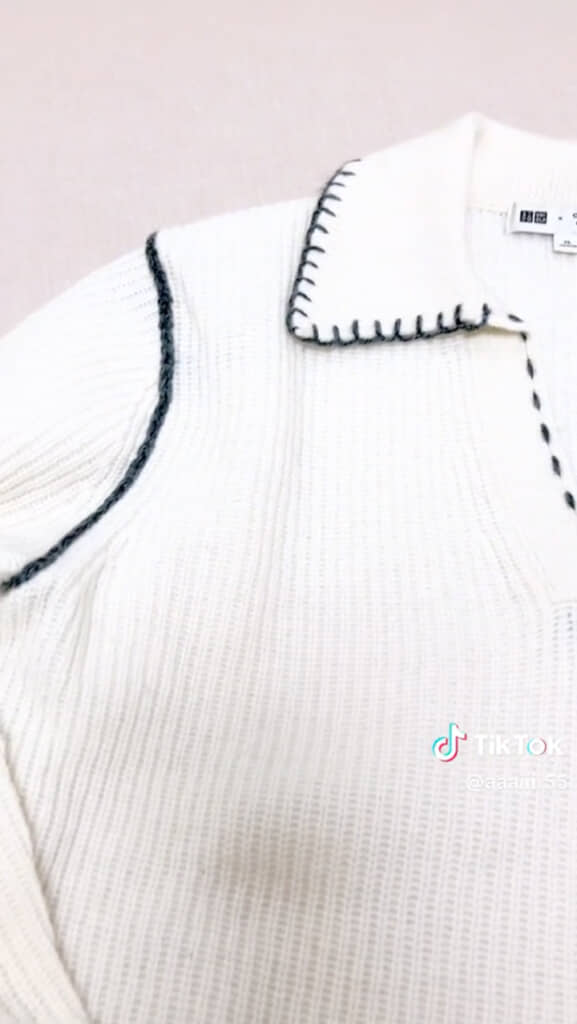 アームホールにチェーンステッチ