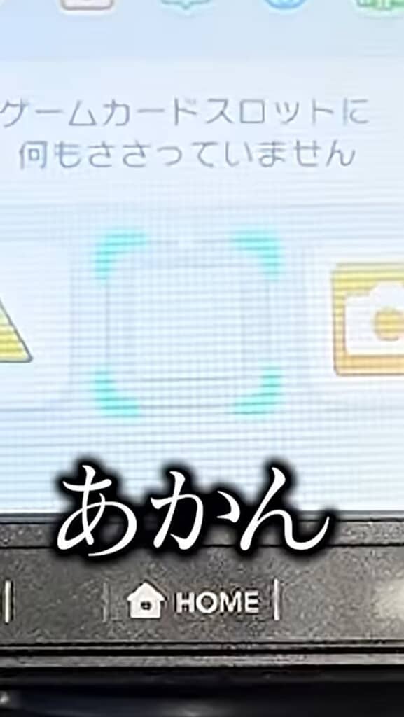 ソフトの欄が空白になっているニンテンドーDSの画面