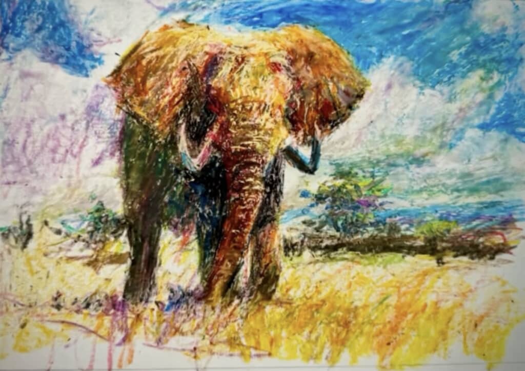 いつの間にかリアルな象の絵が完成！