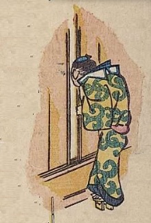 お題の絵。人が室内を覗き込んでいる