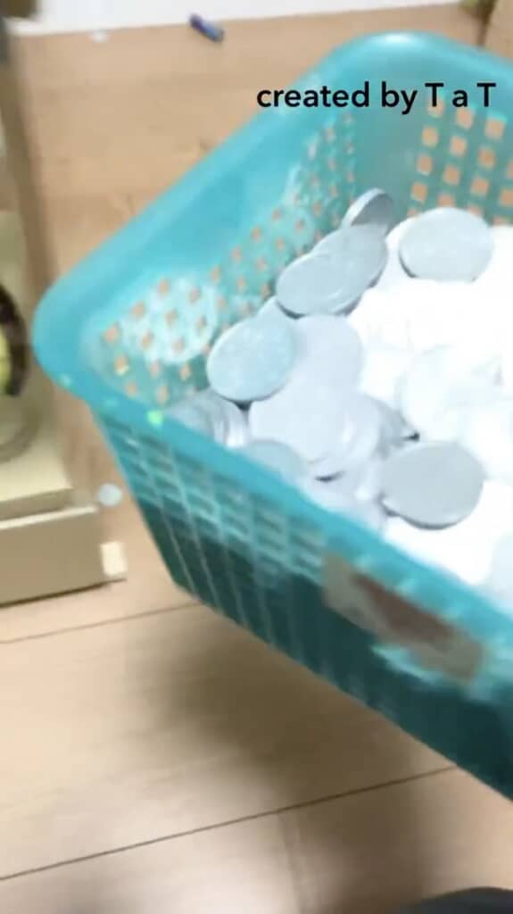 最後はコインでいっぱいのケースをつかんで……