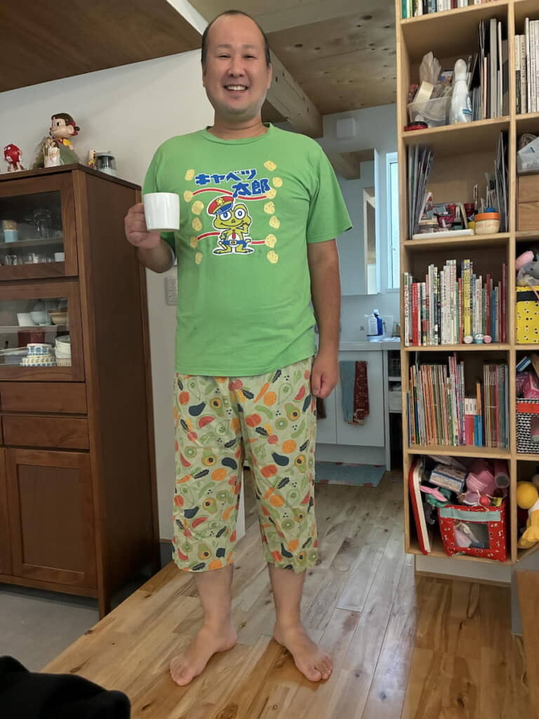 キャベツ太朗のTシャツ＆野菜と果物柄のステテコ
