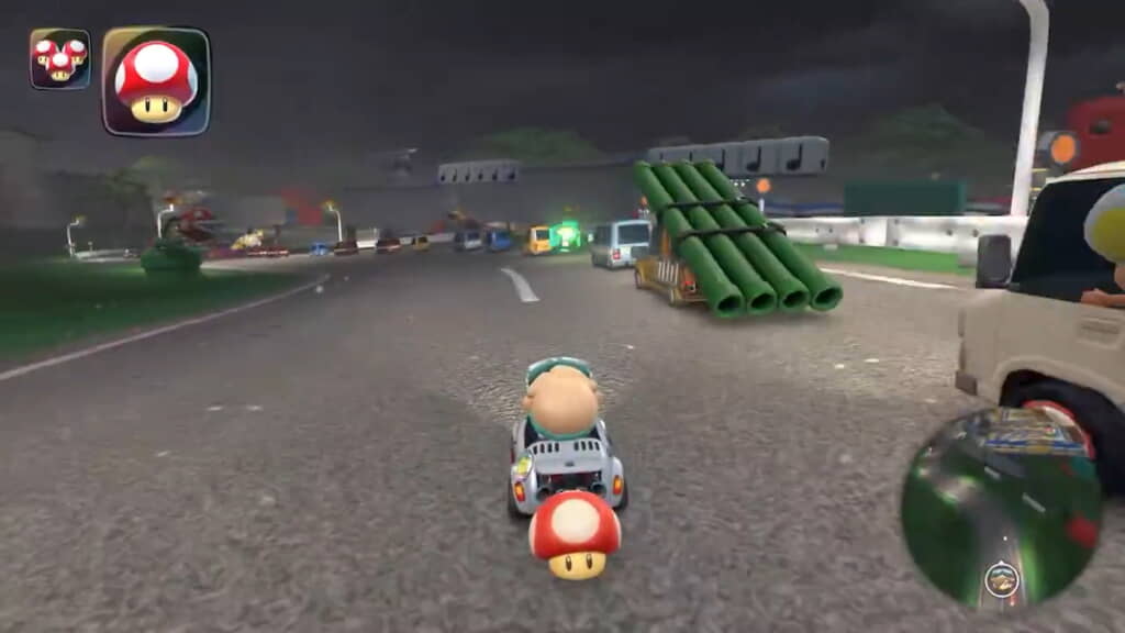 長々と続く渋滞の車列
