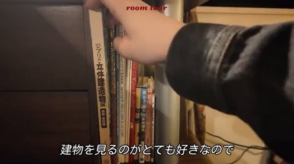 建物やクリスマスの本が並んでいます