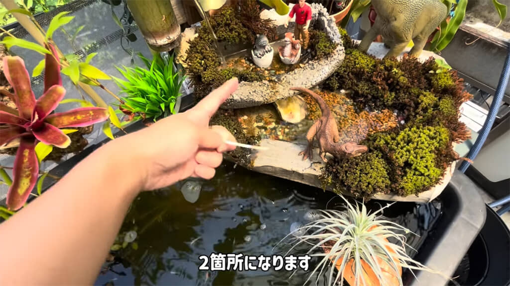 まずはコンクリートと水の接地面が少ない「ジュラシックビオトープ」から測定