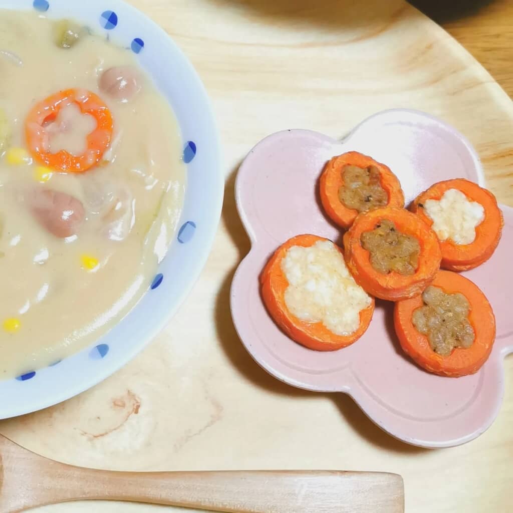 シチューと人参の肉詰め