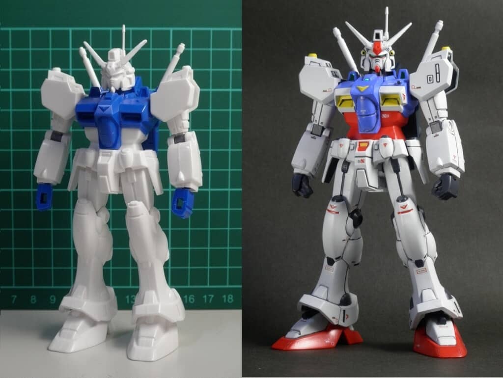 プロポーションや可動域の違いが分かる改造前との比較写真